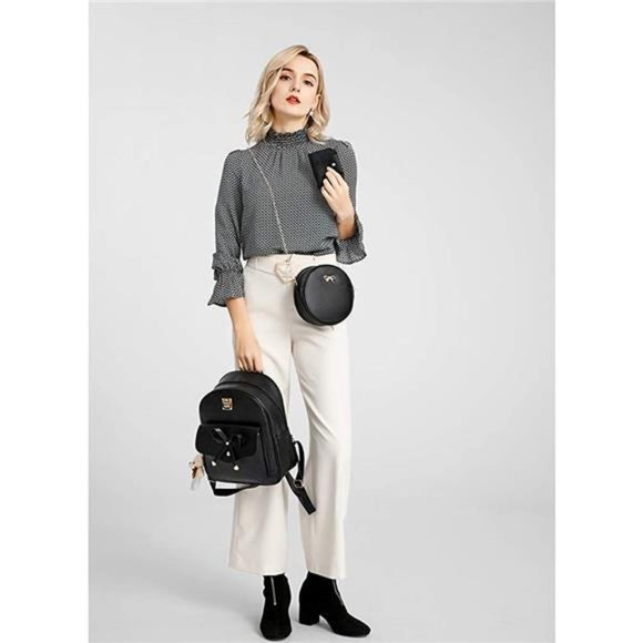 Cute PU leather 3pcs set backpack mini purse shoulderbag for womengirls Rucksack main image 6
